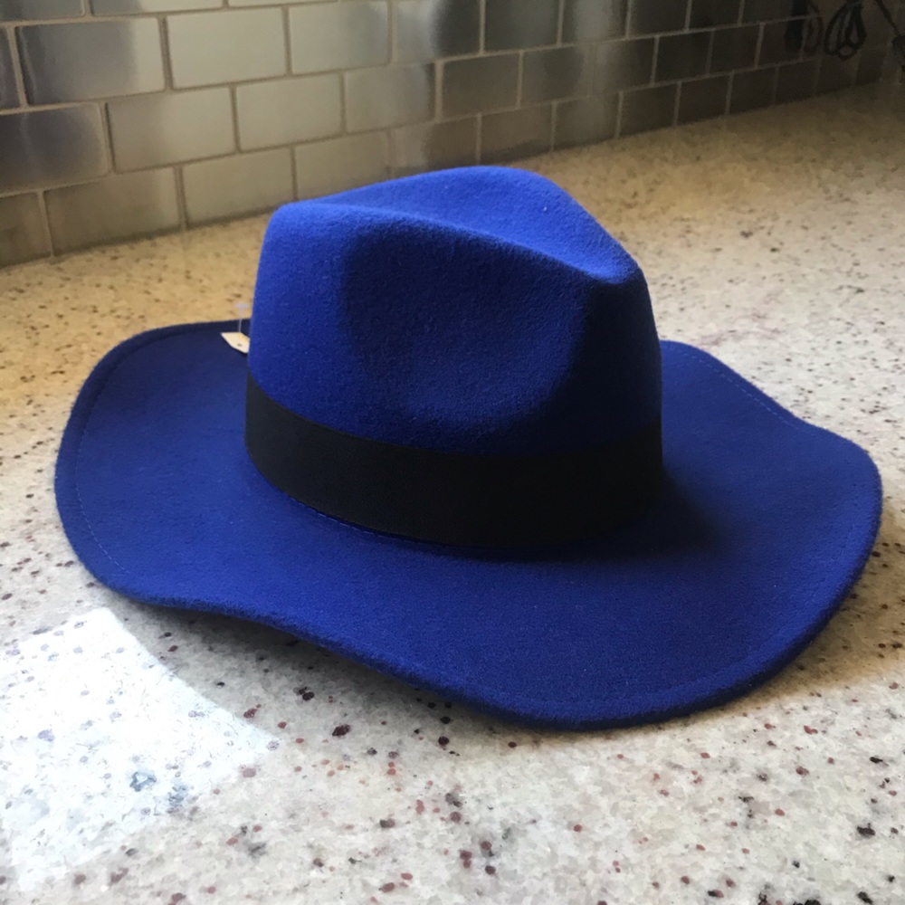 Royal Blue Felt Fedora Hat